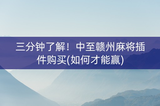 三分钟了解！中至赣州麻将插件购买(如何才能赢)
