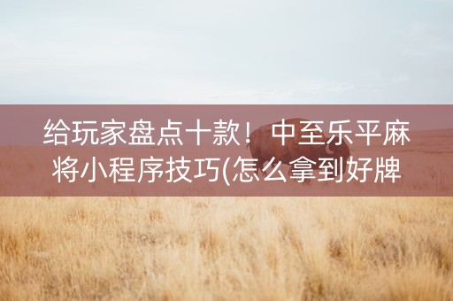 给玩家盘点十款！中至乐平麻将小程序技巧(怎么拿到好牌)