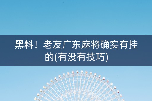 黑料！老友广东麻将确实有挂的(有没有技巧)