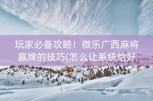 玩家必备攻略！微乐广西麻将赢牌的技巧(怎么让系统给好牌)