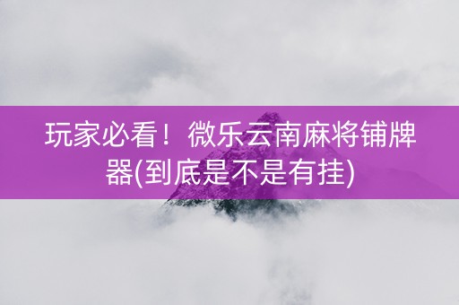 玩家必看！微乐云南麻将铺牌器(到底是不是有挂)