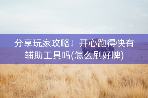 分享玩家攻略！开心跑得快有辅助工具吗(怎么刷好牌)