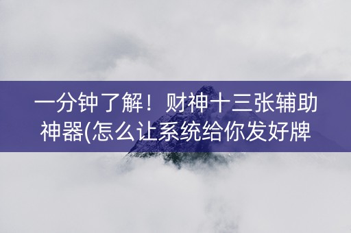 一分钟了解！财神十三张辅助神器(怎么让系统给你发好牌)