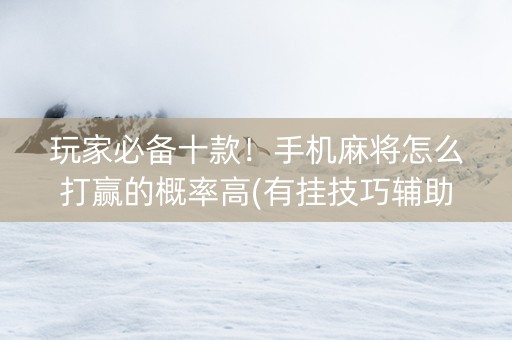 玩家必备十款！手机麻将怎么打赢的概率高(有挂技巧辅助器)