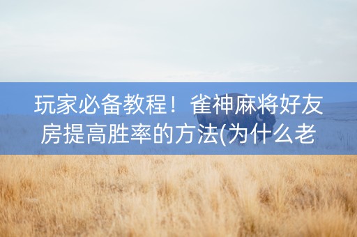 玩家必备教程！雀神麻将好友房提高胜率的方法(为什么老是输)