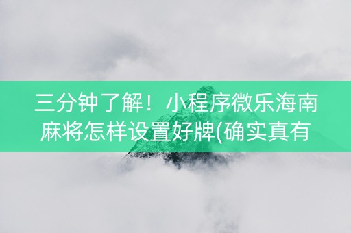 三分钟了解！小程序微乐海南麻将怎样设置好牌(确实真有挂)