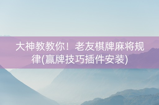 大神教教你！老友棋牌麻将规律(赢牌技巧插件安装)
