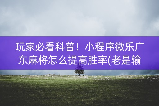玩家必看科普！小程序微乐广东麻将怎么提高胜率(老是输怎么办)