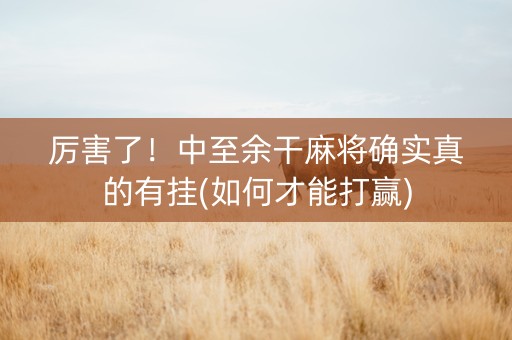 厉害了！中至余干麻将确实真的有挂(如何才能打赢)