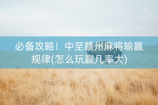 必备攻略！中至赣州麻将输赢规律(怎么玩赢几率大)