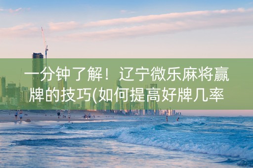一分钟了解！辽宁微乐麻将赢牌的技巧(如何提高好牌几率)
