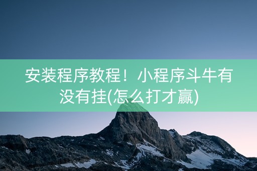 安装程序教程！小程序斗牛有没有挂(怎么打才赢)