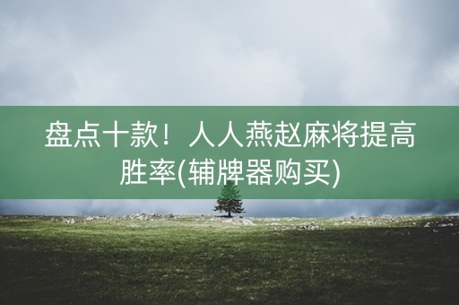 盘点十款！人人燕赵麻将提高胜率(辅牌器购买)