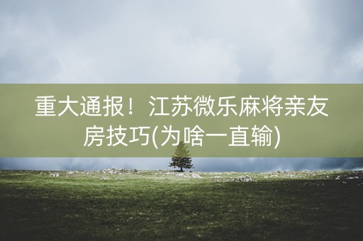 重大通报！江苏微乐麻将亲友房技巧(为啥一直输)