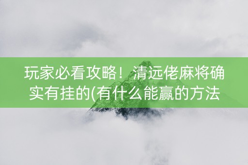 玩家必看攻略！清远佬麻将确实有挂的(有什么能赢的方法)