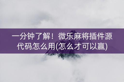 一分钟了解！微乐麻将插件源代码怎么用(怎么才可以赢)