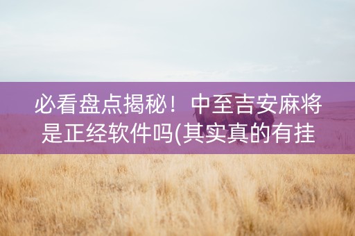 必看盘点揭秘！中至吉安麻将是正经软件吗(其实真的有挂)