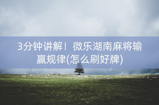 3分钟讲解！微乐湖南麻将输赢规律(怎么刷好牌)