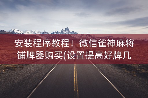安装程序教程！微信雀神麻将铺牌器购买(设置提高好牌几率)