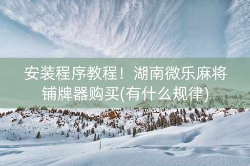 安装程序教程！湖南微乐麻将铺牌器购买(有什么规律)