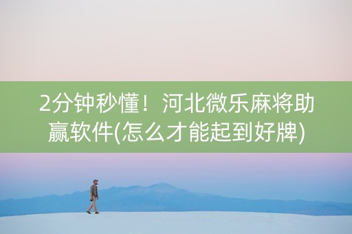 2分钟秒懂！河北微乐麻将助赢软件(怎么才能起到好牌)
