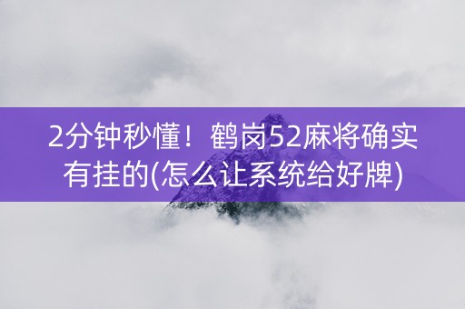 2分钟秒懂！鹤岗52麻将确实有挂的(怎么让系统给好牌)