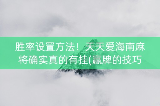 胜率设置方法！天天爱海南麻将确实真的有挂(赢牌的技巧)