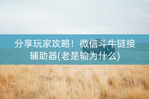 分享玩家攻略！微信斗牛链接辅助器(老是输为什么)
