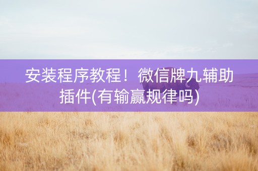 安装程序教程！微信牌九辅助插件(有输赢规律吗)