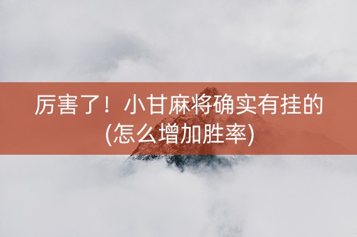 厉害了！小甘麻将确实有挂的(怎么增加胜率)