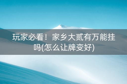 玩家必看！家乡大贰有万能挂吗(怎么让牌变好)