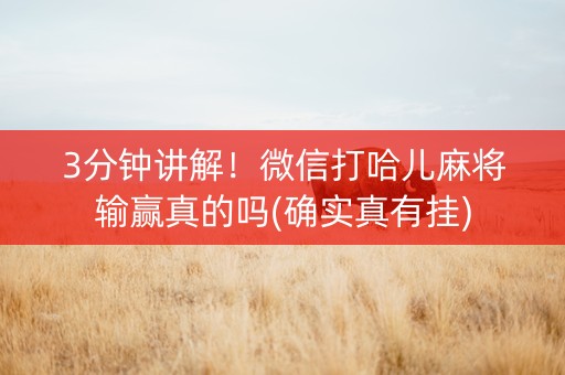 3分钟讲解！微信打哈儿麻将输赢真的吗(确实真有挂)