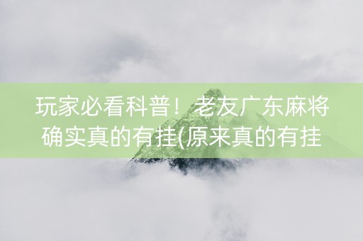 玩家必看科普！老友广东麻将确实真的有挂(原来真的有挂)