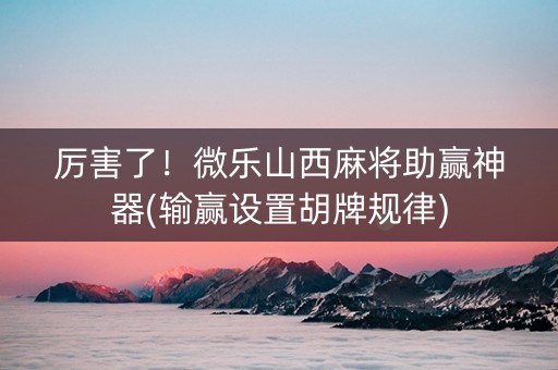 厉害了！微乐山西麻将助赢神器(输赢设置胡牌规律)