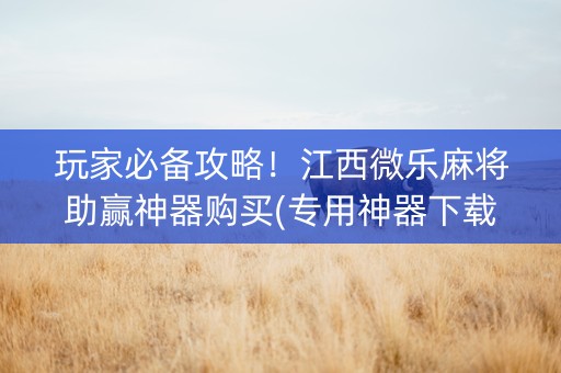 玩家必备攻略！江西微乐麻将助赢神器购买(专用神器下载)