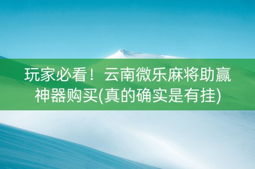 玩家必看！云南微乐麻将助赢神器购买(真的确实是有挂)