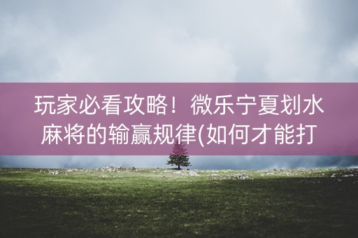 玩家必看攻略！微乐宁夏划水麻将的输赢规律(如何才能打赢)