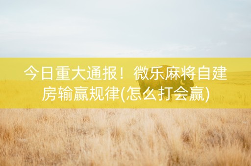 今日重大通报！微乐麻将自建房输赢规律(怎么打会赢)