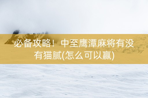 必备攻略！中至鹰潭麻将有没有猫腻(怎么可以赢)