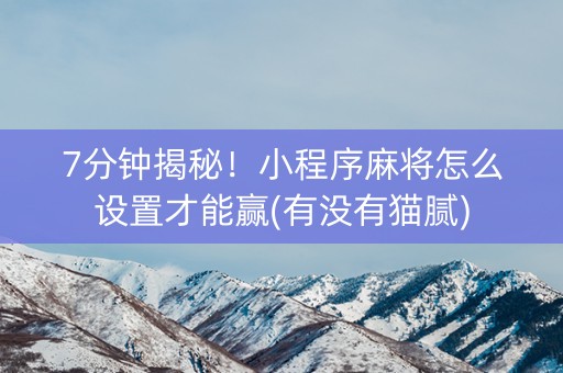 7分钟揭秘！小程序麻将怎么设置才能赢(有没有猫腻)