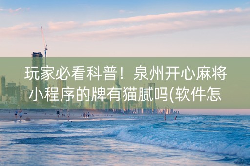 玩家必看科普！泉州开心麻将小程序的牌有猫腻吗(软件怎么打赢)