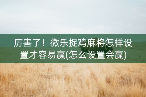 厉害了！微乐捉鸡麻将怎样设置才容易赢(怎么设置会赢)