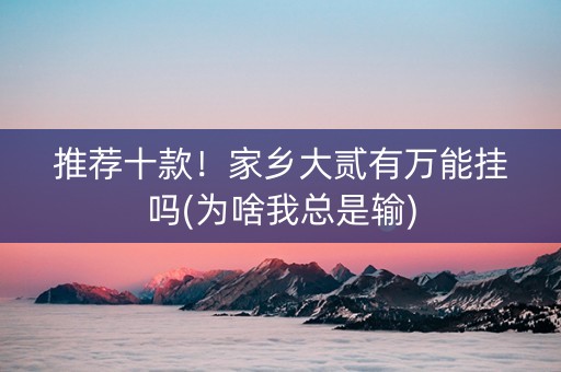 推荐十款！家乡大贰有万能挂吗(为啥我总是输)