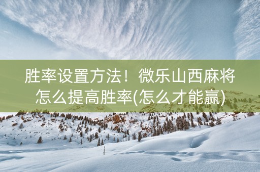 胜率设置方法！微乐山西麻将怎么提高胜率(怎么才能赢)