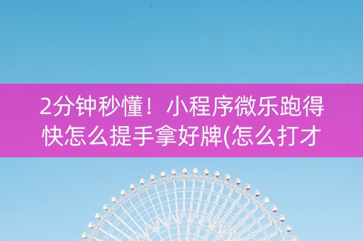 2分钟秒懂！小程序微乐跑得快怎么提手拿好牌(怎么打才会赢)