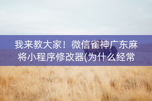 我来教大家！微信雀神广东麻将小程序修改器(为什么经常输)