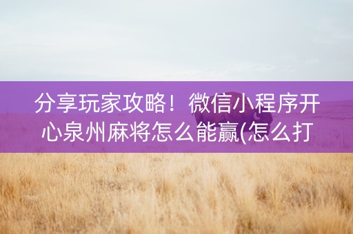 分享玩家攻略！微信小程序开心泉州麻将怎么能赢(怎么打赢的几率大)