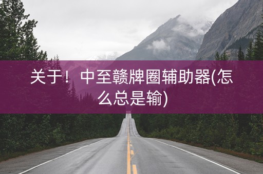 关于！中至赣牌圈辅助器(怎么总是输)