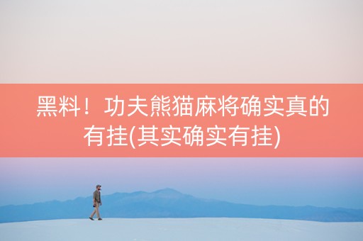 黑料！功夫熊猫麻将确实真的有挂(其实确实有挂)