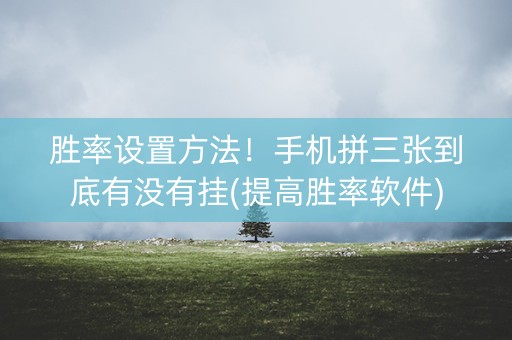 胜率设置方法！手机拼三张到底有没有挂(提高胜率软件)
